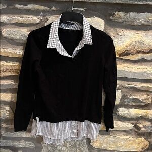 Adrianna Papell Black and White Polka Dot Top